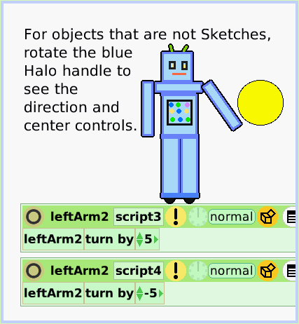 HaloCenter-ofRotation, page 3. For objects that are not Sketches, rotate the blue 
Halo handle to 
see the
direction and 
center controls.  