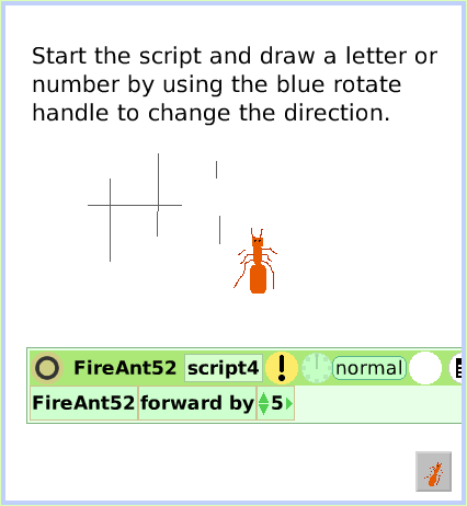 HaloRotateHandle, page 4. Start the script and draw a letter or number by using the blue rotate handle to change the direction.  