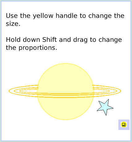 HaloSizeColorCopy, page 3. Use the yellow handle to change the size.

Hold down Shift and drag to change the proportions.  