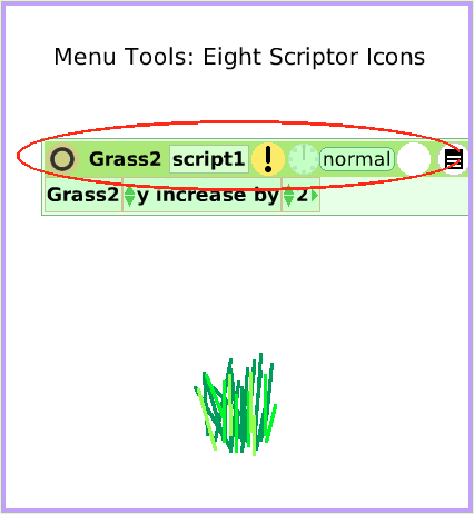 MenuScriptorIconsSet, page 1. Menu Tools: Eight Scriptor Icons.  